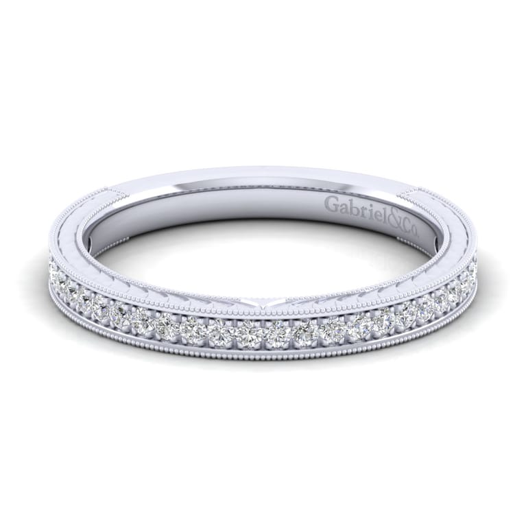 14K White Gold Matching Wedding Band - 0.25 ct - Shot 1