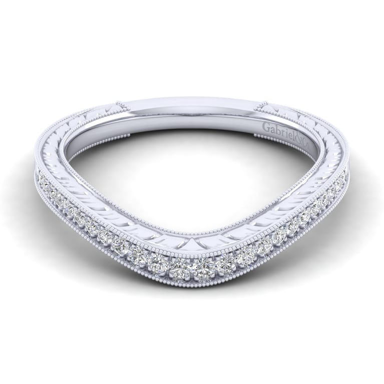 14K White Gold Matching Wedding Band - 0.13 ct - Shot 1