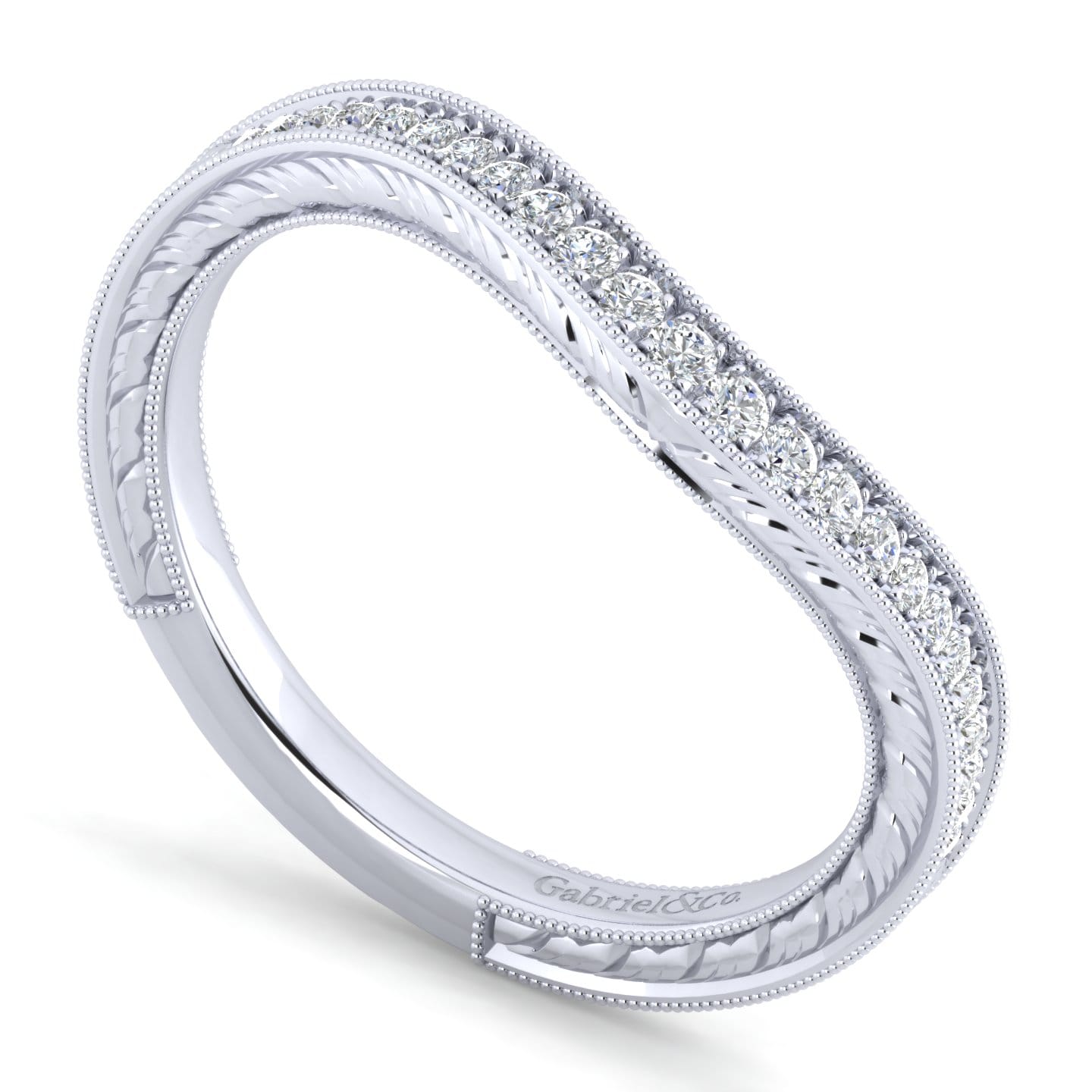 14K White Gold Matching Wedding Band - 0.13 ct - Shot 3