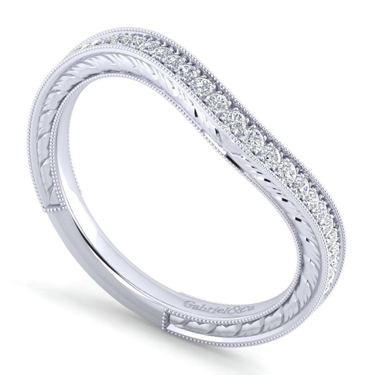 14K White Gold Matching Wedding Band - 0.13 ct - Shot 3