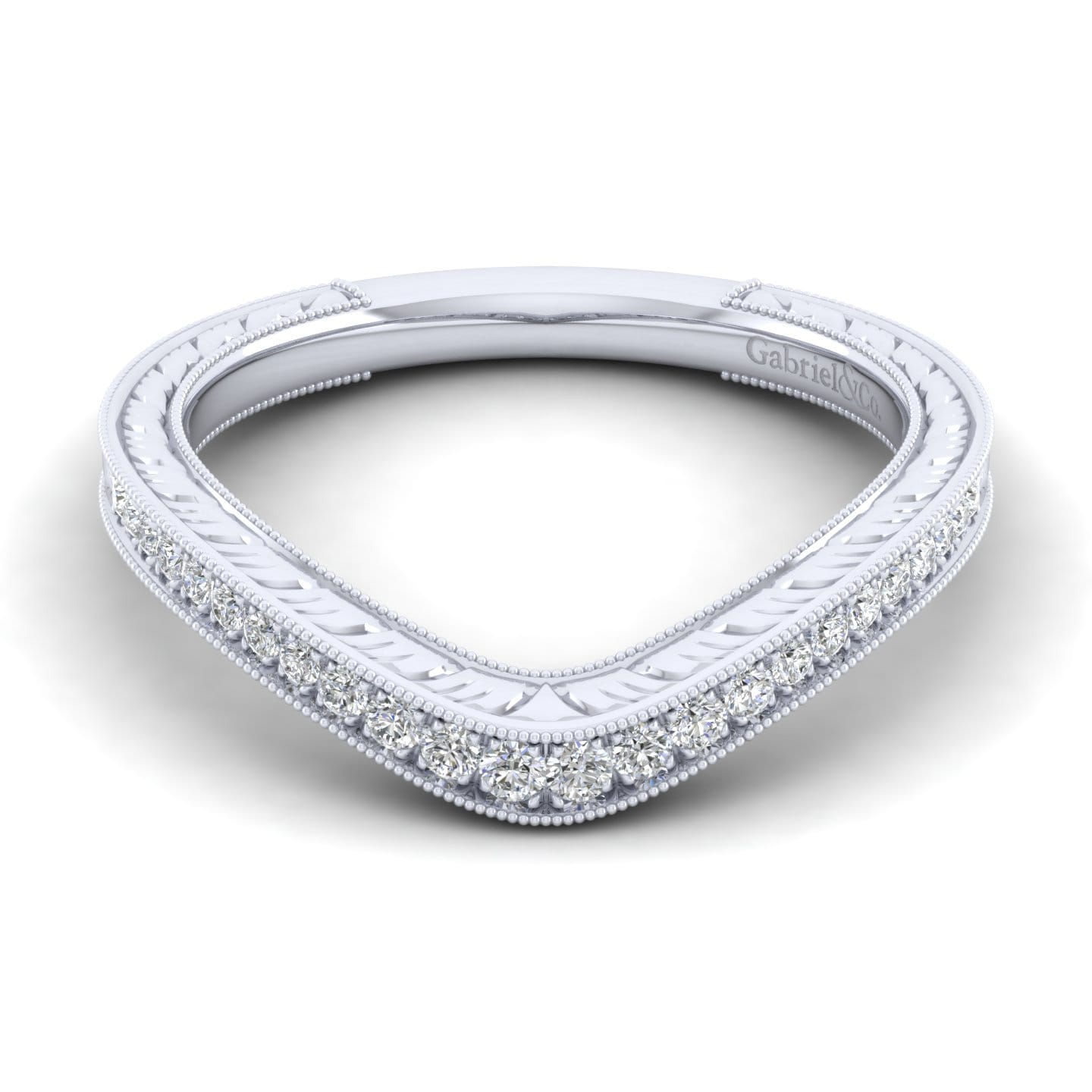 14K White Gold Matching Wedding Band - 0.13 ct - Shot 1