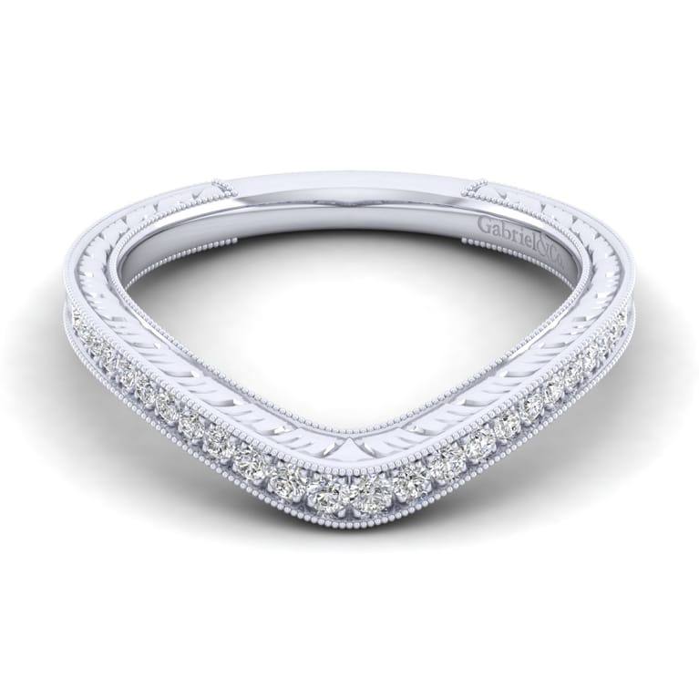 14K White Gold Matching Wedding Band - 0.13 ct - Shot 1