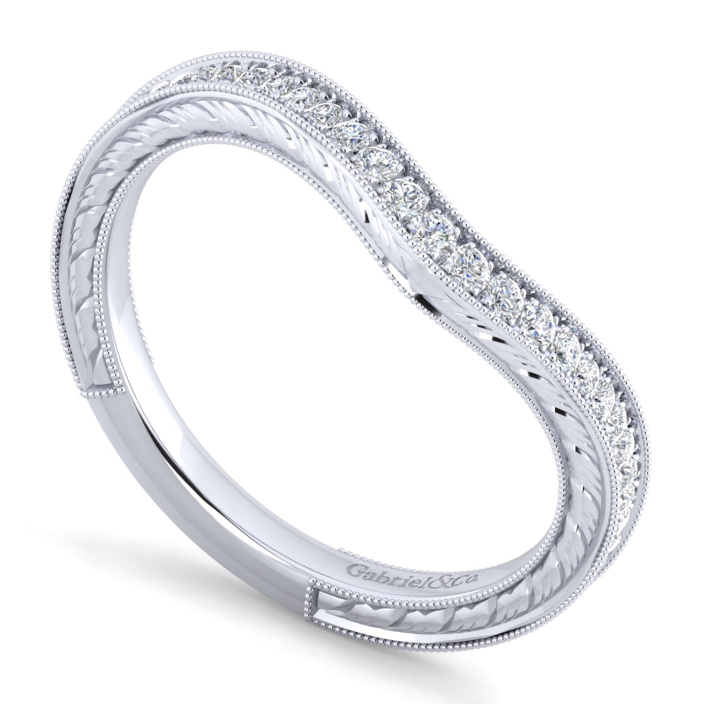 14K White Gold Matching Wedding Band - 0.13 ct - Shot 3