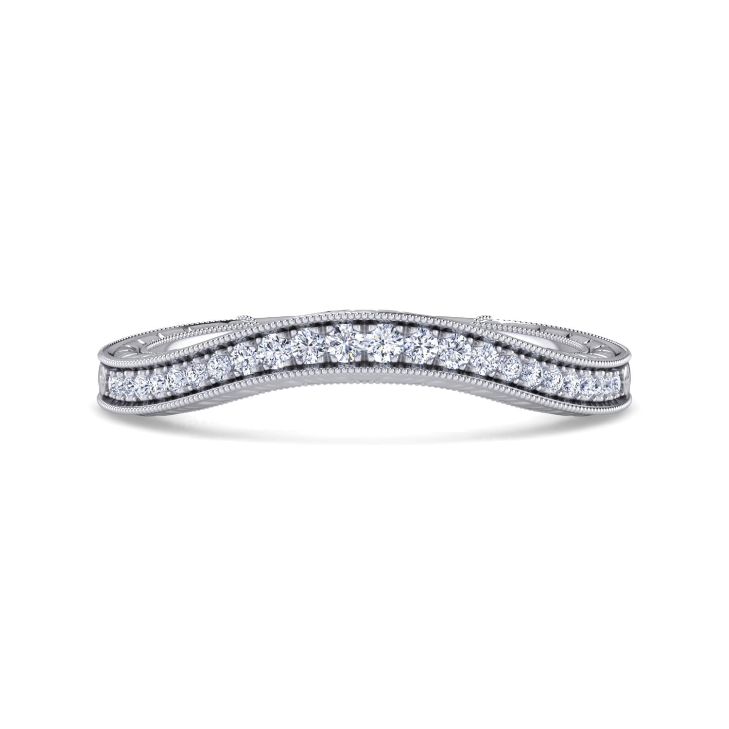 14K White Gold Matching Wedding Band - 0.14 ct - Shot 1