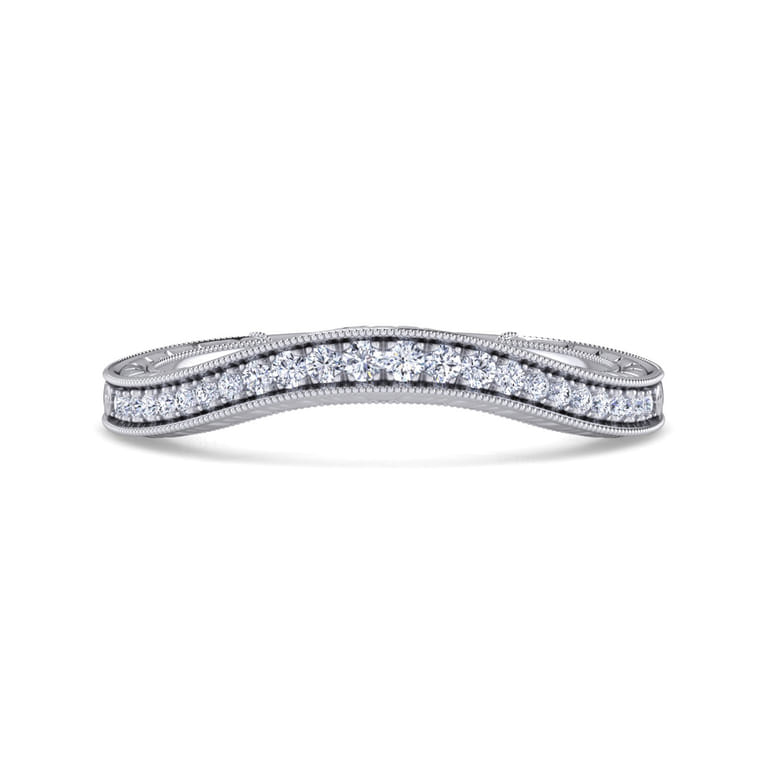 14K White Gold Matching Wedding Band - 0.14 ct - Shot 1