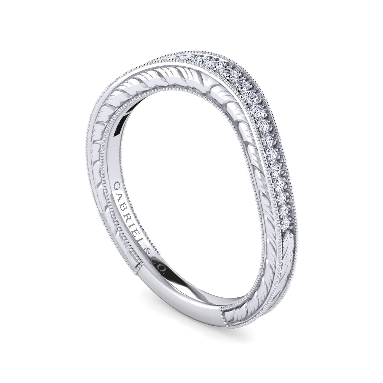 14K White Gold Matching Wedding Band - 0.14 ct - Shot 3