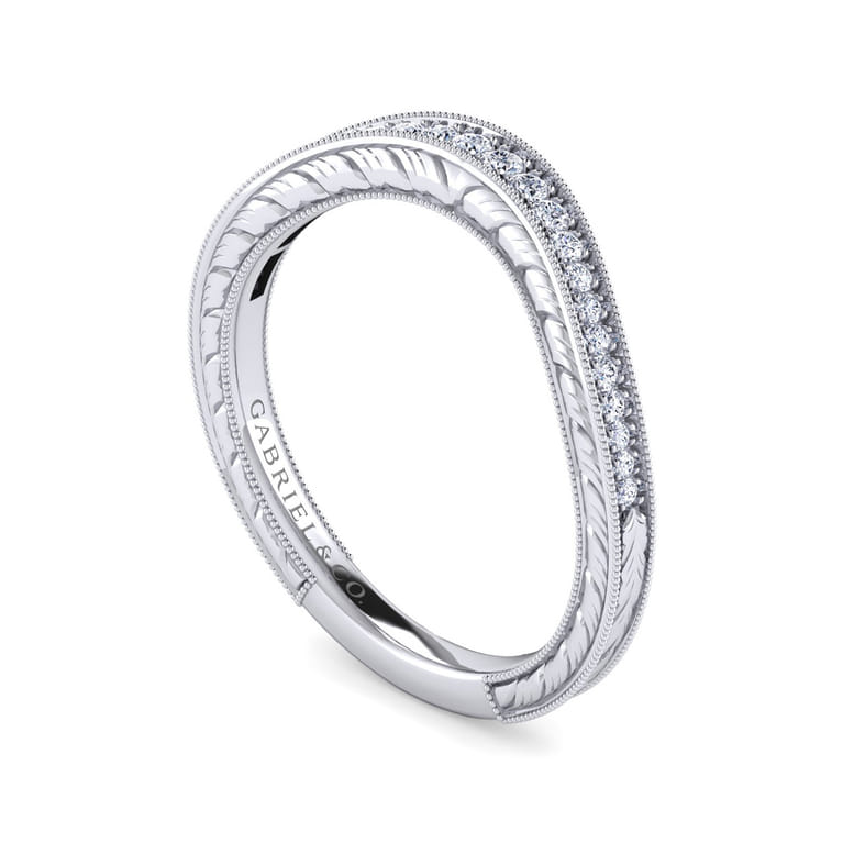 14K White Gold Matching Wedding Band - 0.14 ct - Shot 3