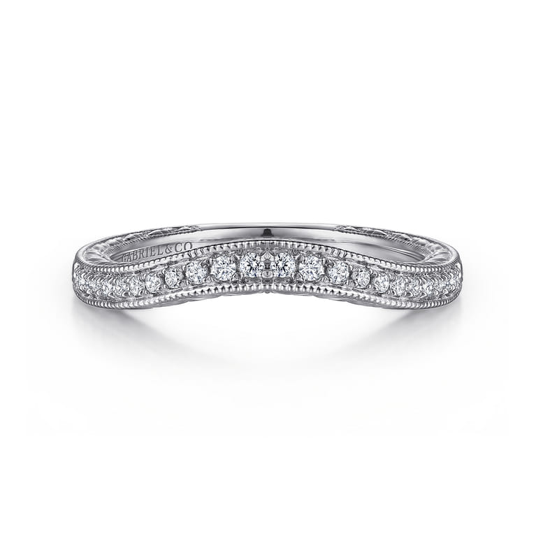 14K White Gold Matching Wedding Band - 0.13 ct - Shot 1
