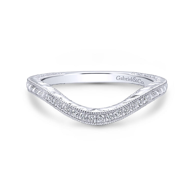 14K White Gold Matching Wedding Band - 0.08 ct - Shot 1