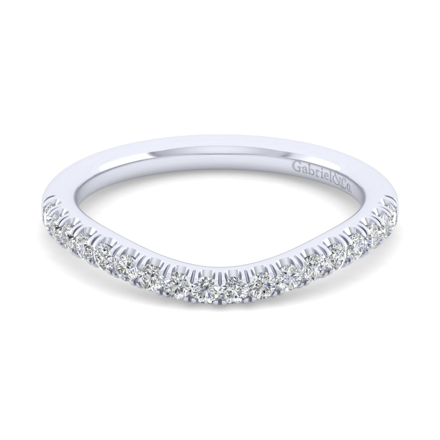 14K White Gold Matching Wedding Band - 0.25 ct - Shot 1