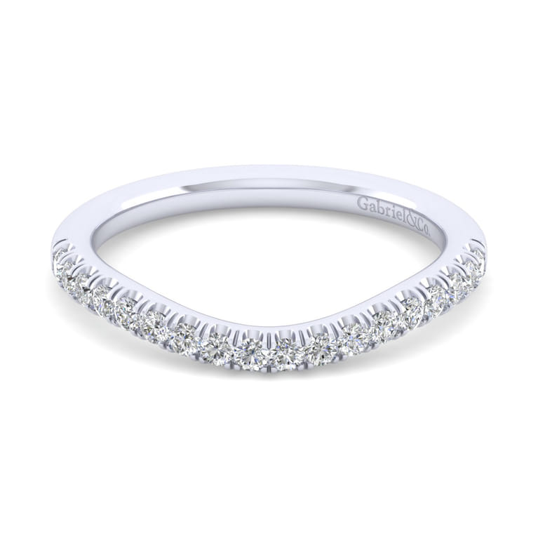 14K White Gold Matching Wedding Band - 0.25 ct - Shot 1