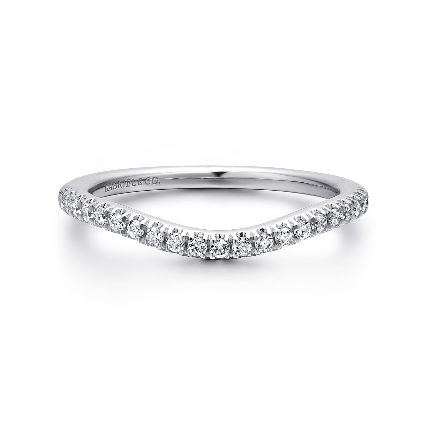 14K White Gold Matching Wedding Band - 0.17 ct - Shot 1