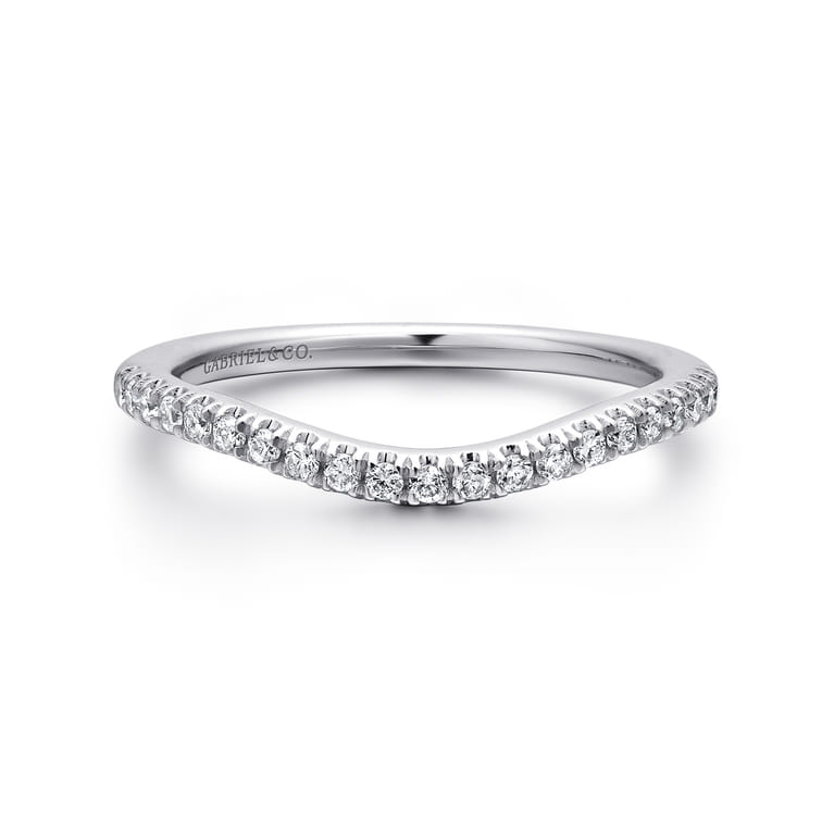 14K White Gold Matching Wedding Band - 0.17 ct - Shot 1
