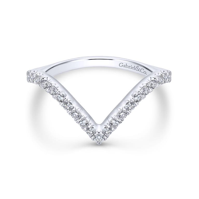 14K White Gold Matching Wedding Band - 0.37 ct - Shot 1