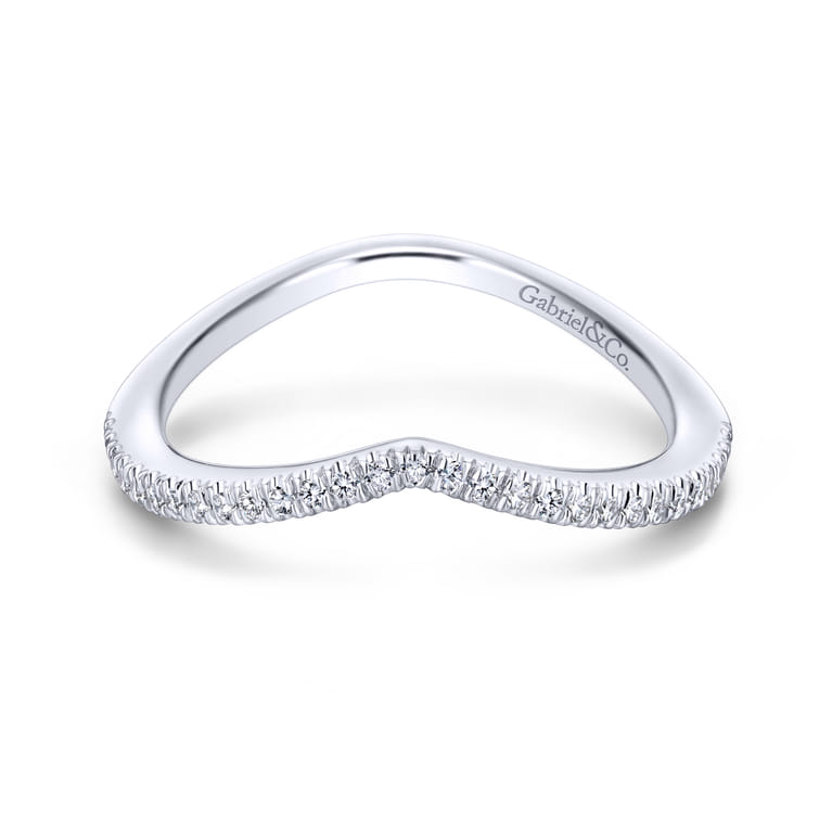 14K White Gold Matching Wedding Band - 0.14 ct - Shot 1