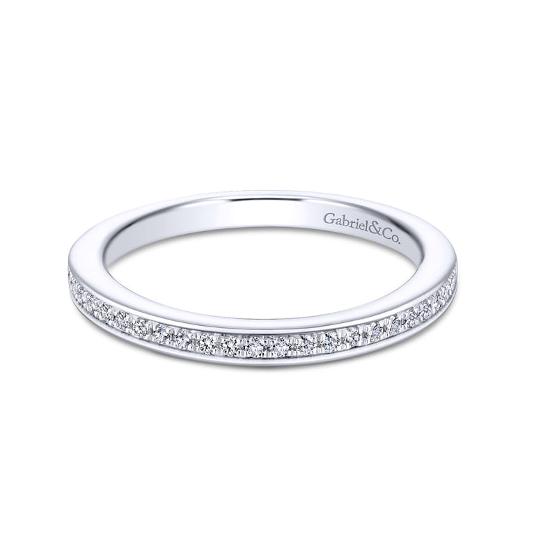 14K White Gold Matching Wedding Band - 0.14 ct - Shot 1