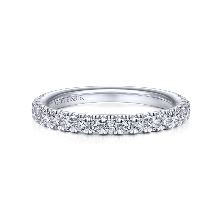 14K White Gold Matching Wedding Band - 0.45 ct - Shot 1