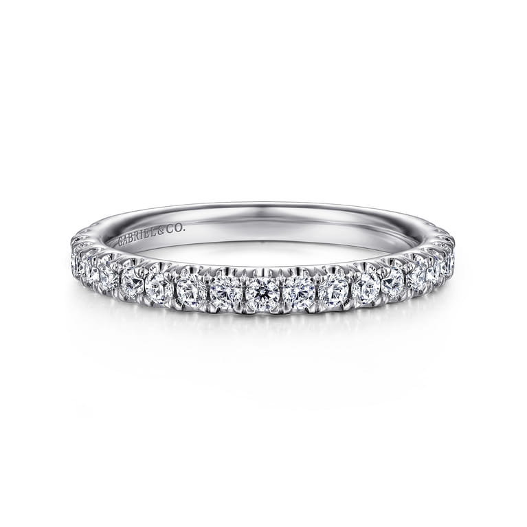 14K White Gold Matching Wedding Band - 0.45 ct - Shot 1