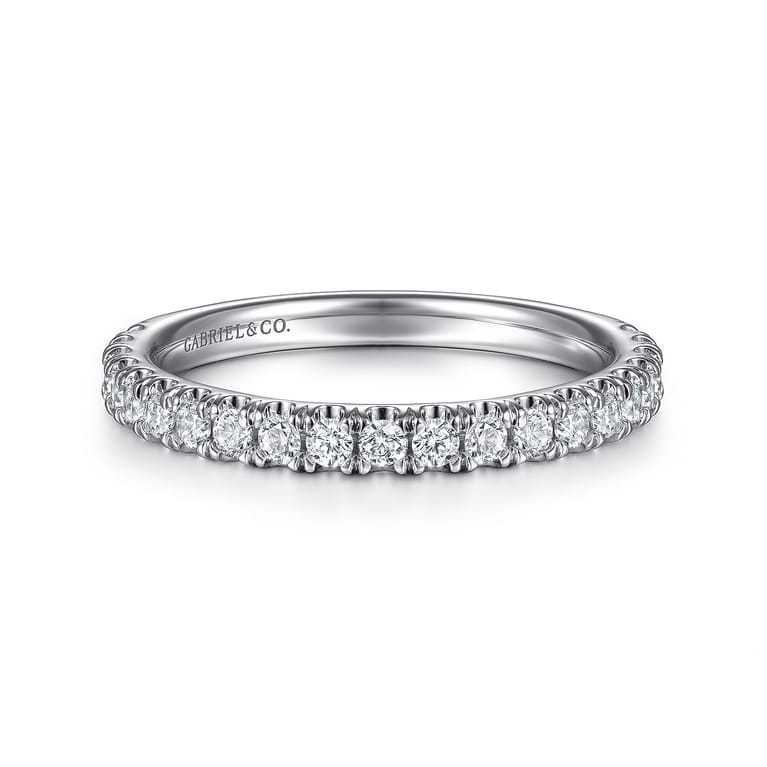 14K White Gold Matching Wedding Band - 0.45 ct - Shot 1