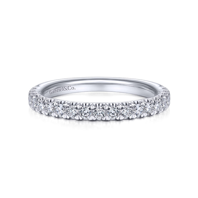 14K White Gold Matching Wedding Band - 0.45 ct - Shot 1