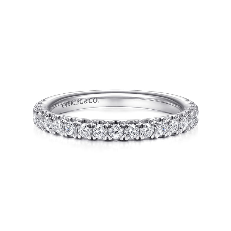 14K White Gold Matching Wedding Band - 0.45 ct - Shot 1