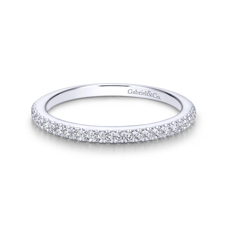 14K White Gold Matching Wedding Band - 0.17 ct - Shot 1