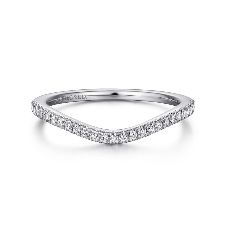 14K White Gold Matching Wedding Band - 0.13 ct - Shot 1