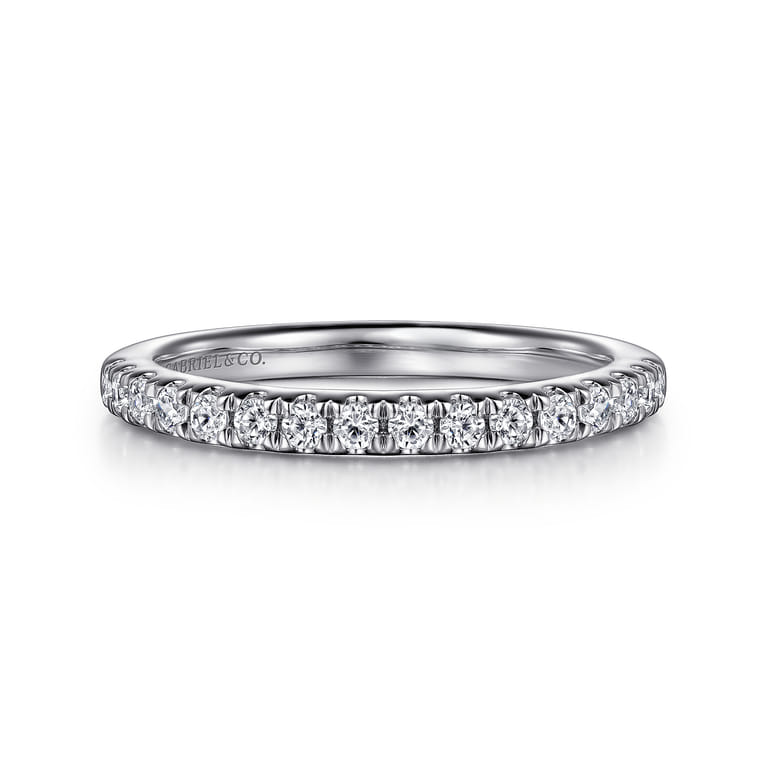 14K White Gold Matching Wedding Band - 0.33 ct - Shot 1