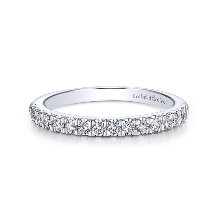 14K White Gold Matching Wedding Band - 0.33 ct - Shot 1