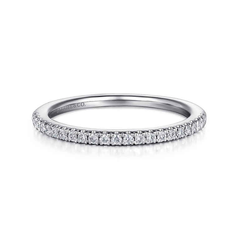 14K White Gold Matching Wedding Band - 0.15 ct - Shot 1