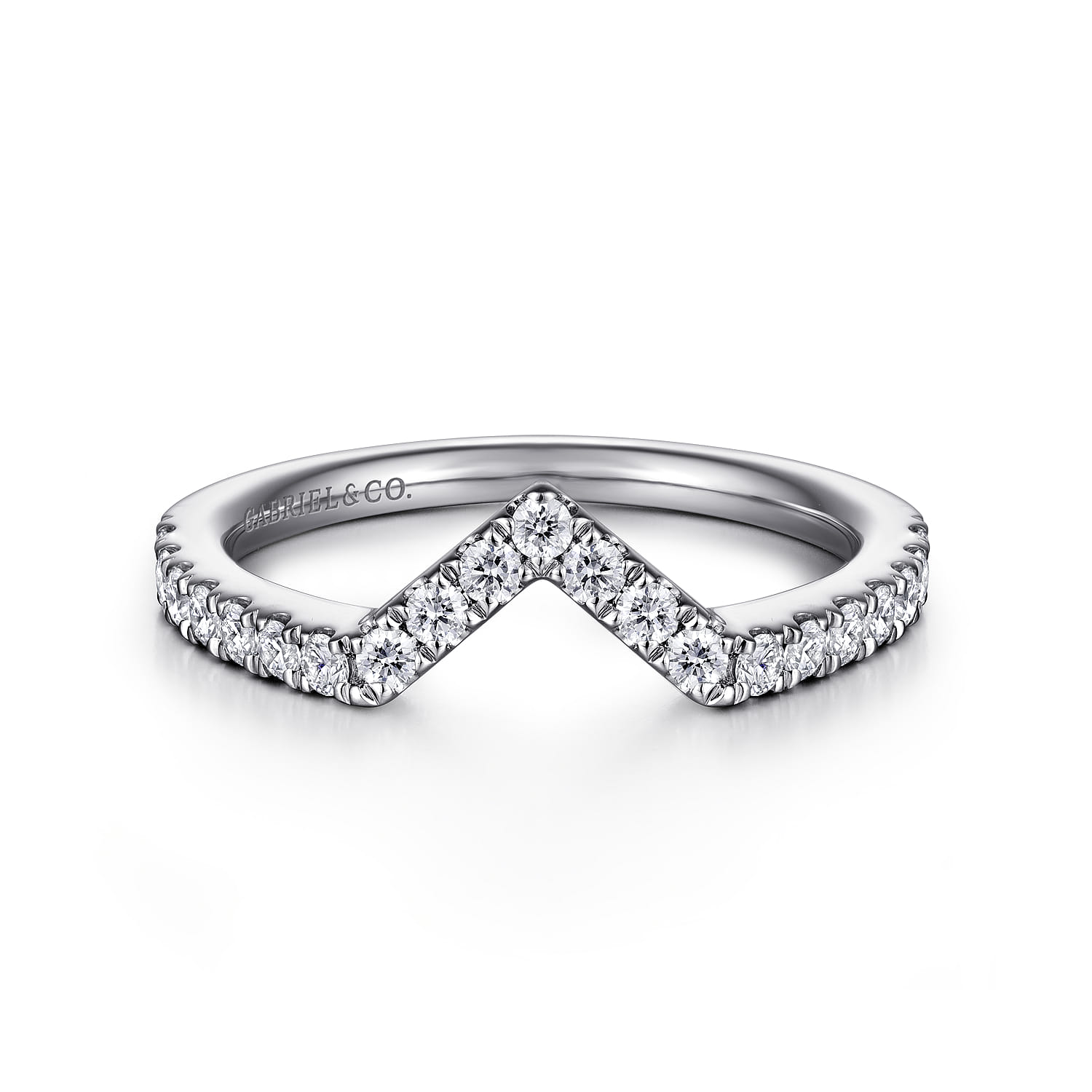 14K White Gold Matching Wedding Band - 0.36 ct - Shot 1