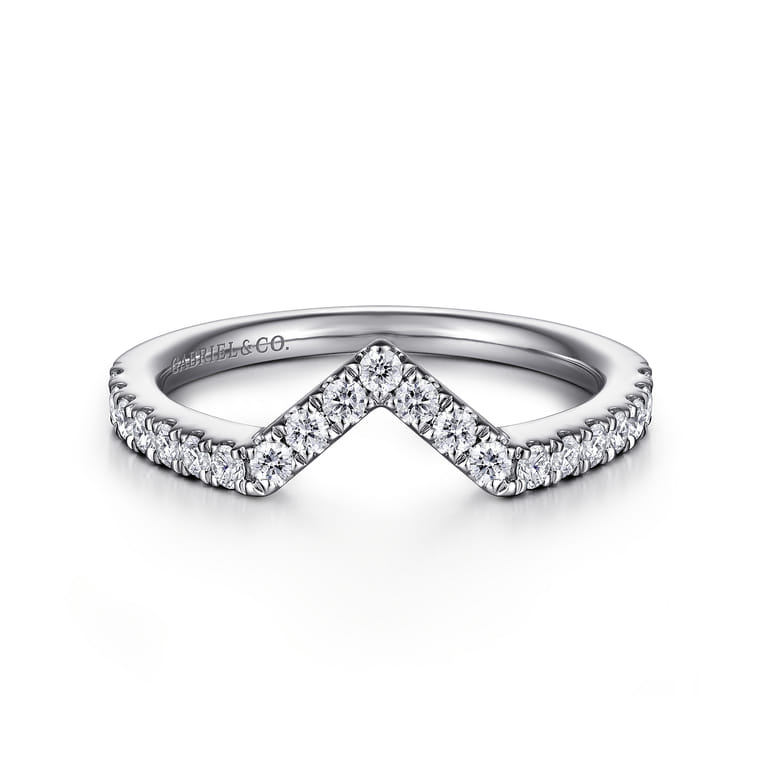 14K White Gold Matching Wedding Band - 0.36 ct - Shot 1