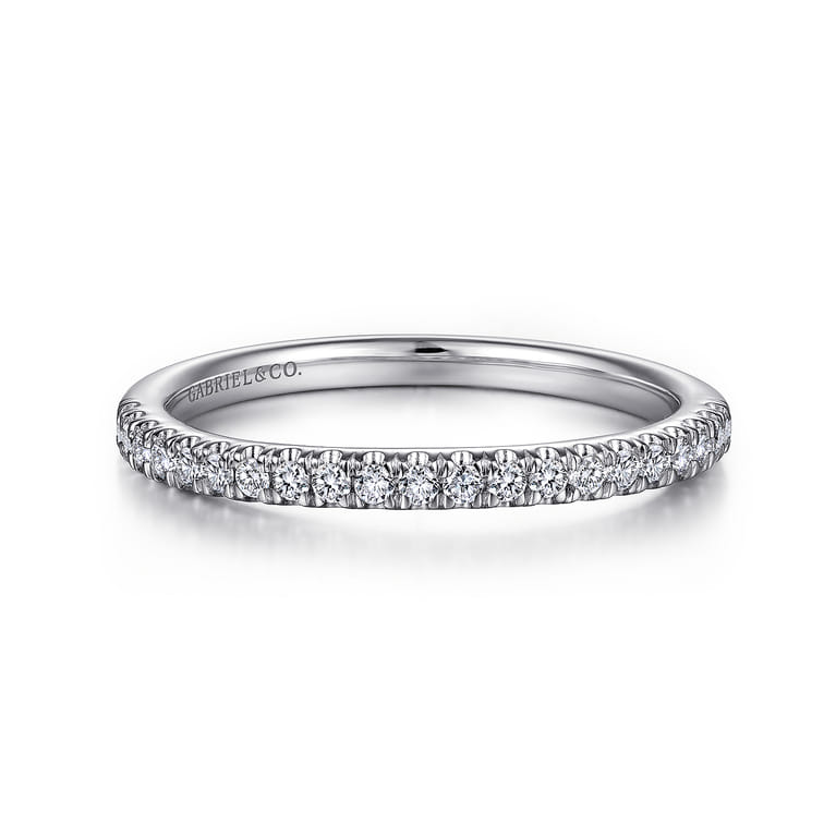 14K White Gold Matching Wedding Band - 0.19 ct - Shot 1