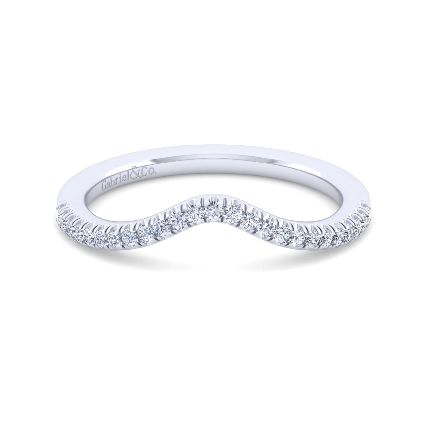 14K White Gold Matching Wedding Band - 0.16 ct - Shot 1