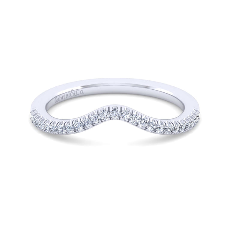 14K White Gold Matching Wedding Band - 0.16 ct - Shot 1
