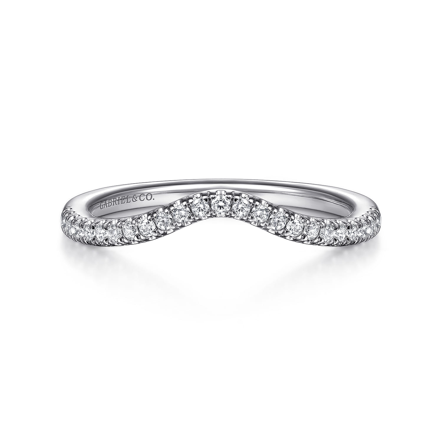 14K White Gold Matching Wedding Band - 0.16 ct - Shot 1