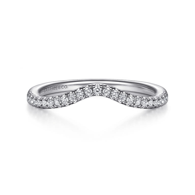 14K White Gold Matching Wedding Band - 0.16 ct - Shot 1