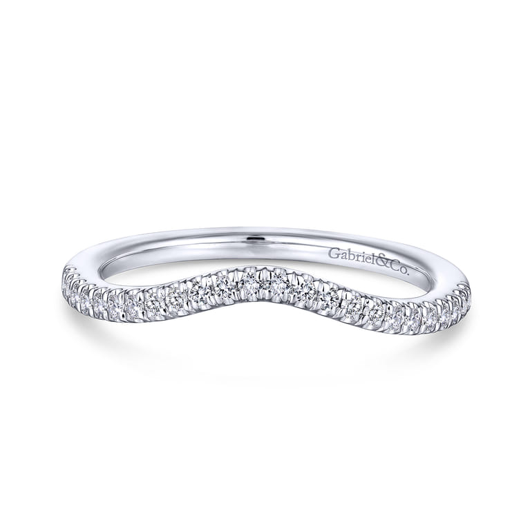 14K White Gold Matching Wedding Band - 0.16 ct - Shot 1