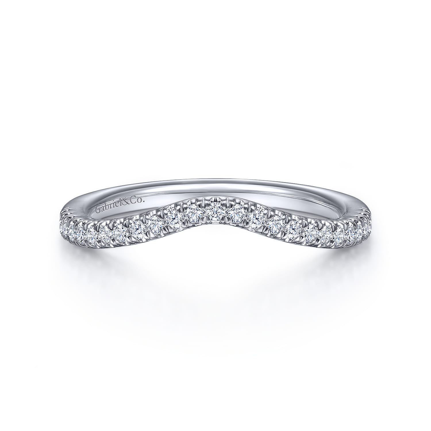 14K White Gold Matching Wedding Band - 0.16 ct - Shot 1