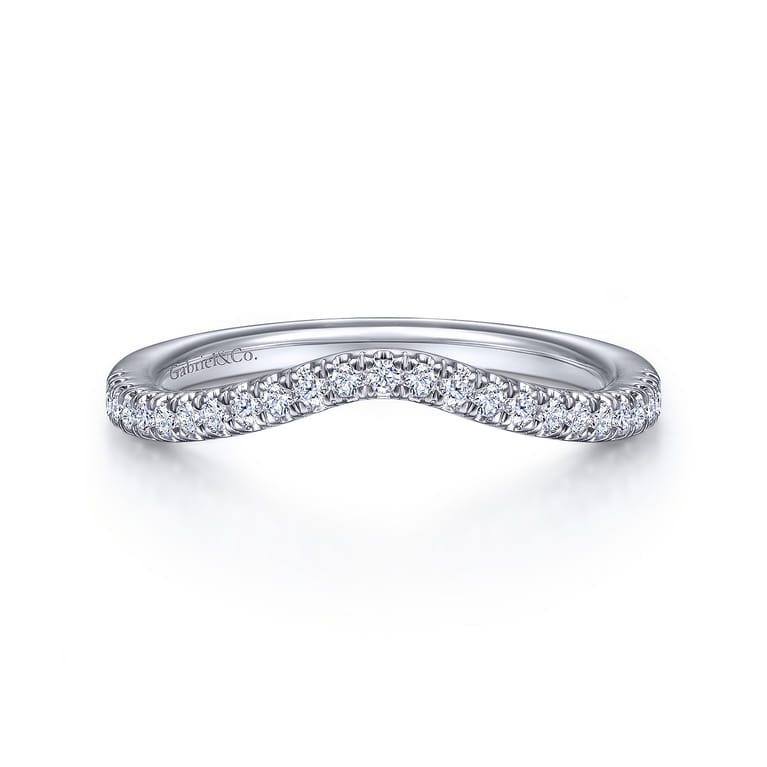 14K White Gold Matching Wedding Band - 0.16 ct - Shot 1