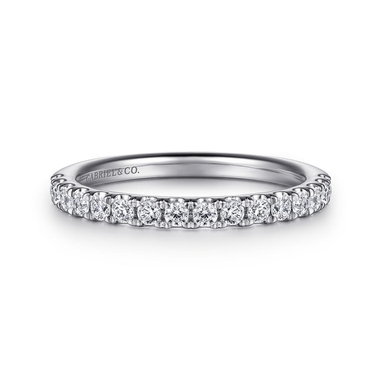 14K White Gold Matching Wedding Band - 0.38 ct - Shot 1