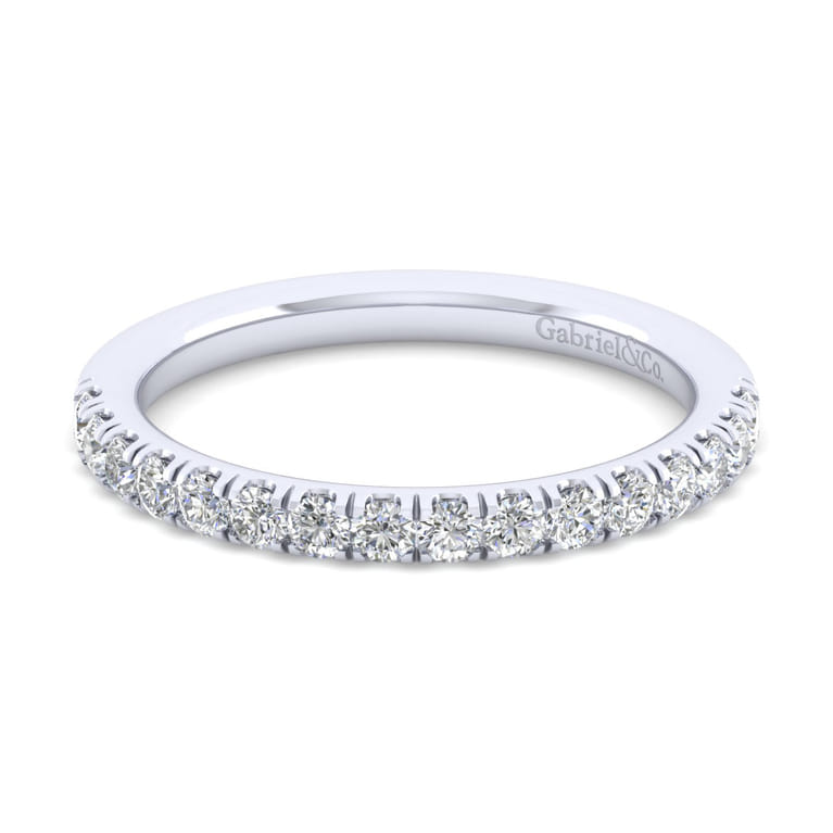 14K White Gold Matching Wedding Band - 0.38 ct - Shot 1