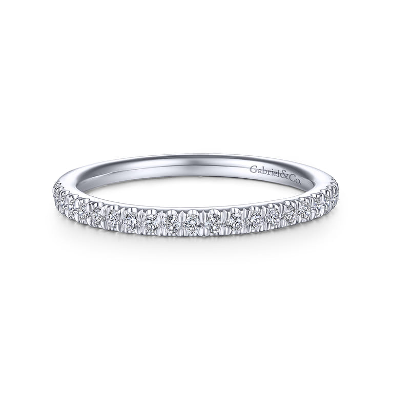 14K White Gold Matching Wedding Band - 0.2 ct - Shot 1