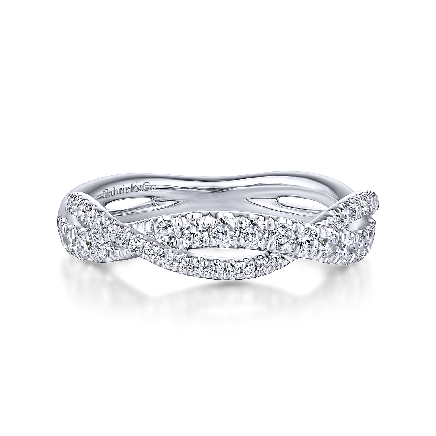 14K White Gold Matching Wedding Band - 0.38 ct - Shot 1