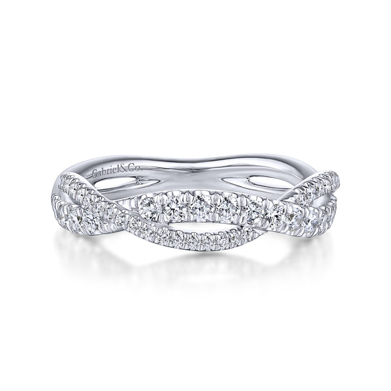 14K White Gold Matching Wedding Band - 0.38 ct - Shot 1