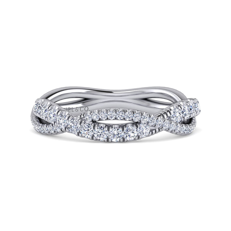 14K White Gold Matching Wedding Band - 0.38 ct - Shot 1