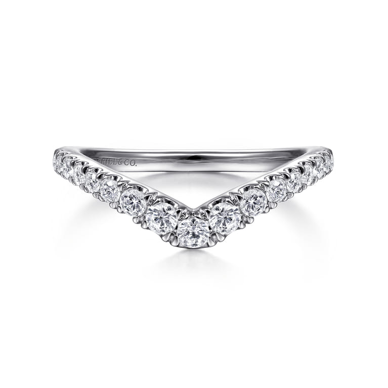 14K White Gold Matching Wedding Band - 0.41 ct - Shot 1