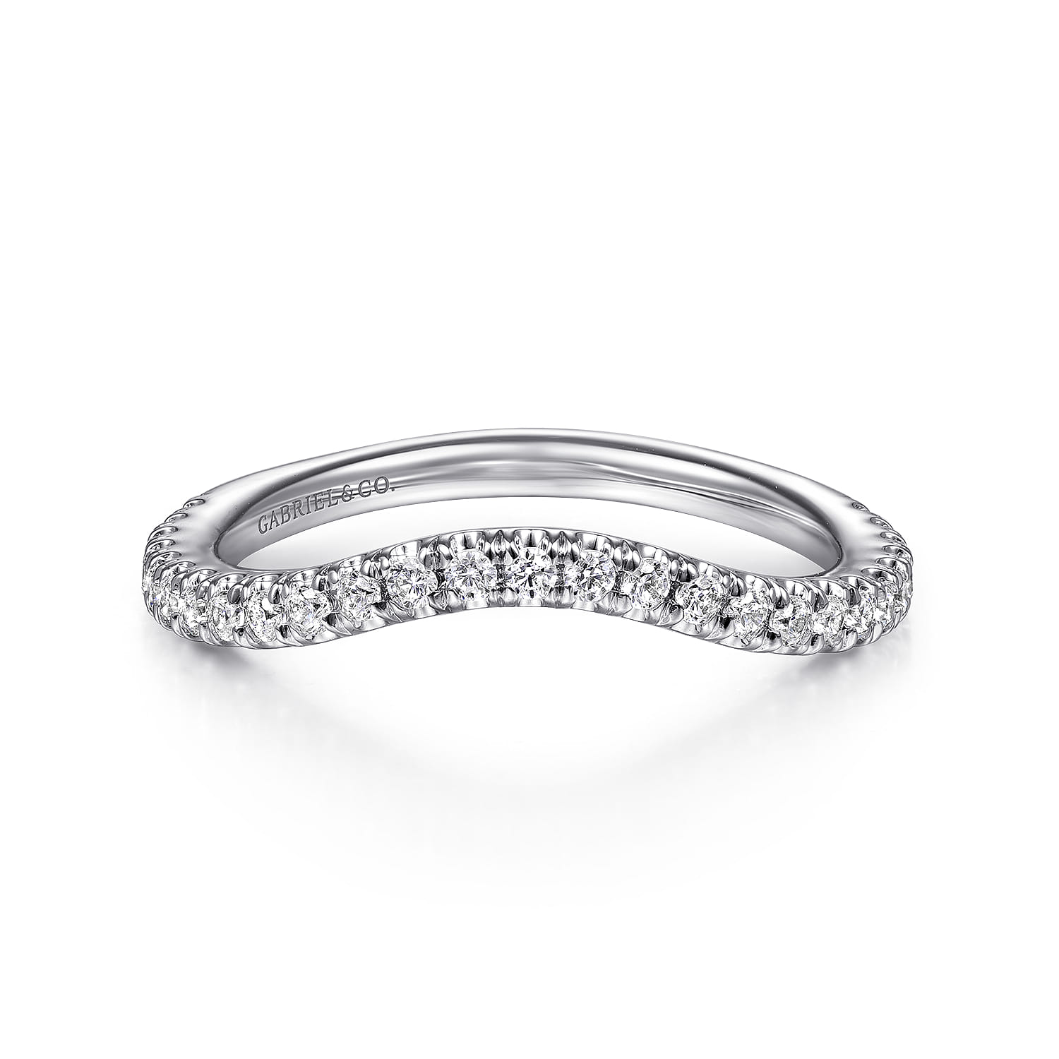 14K White Gold Matching Wedding Band - 0.28 ct - Shot 1