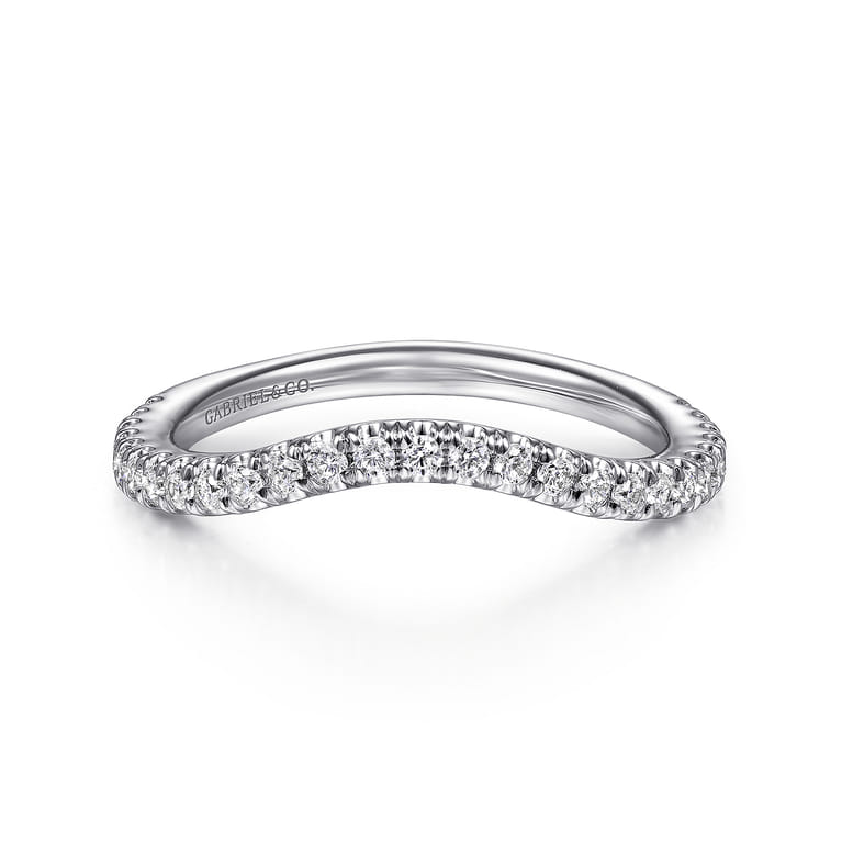 14K White Gold Matching Wedding Band - 0.28 ct - Shot 1