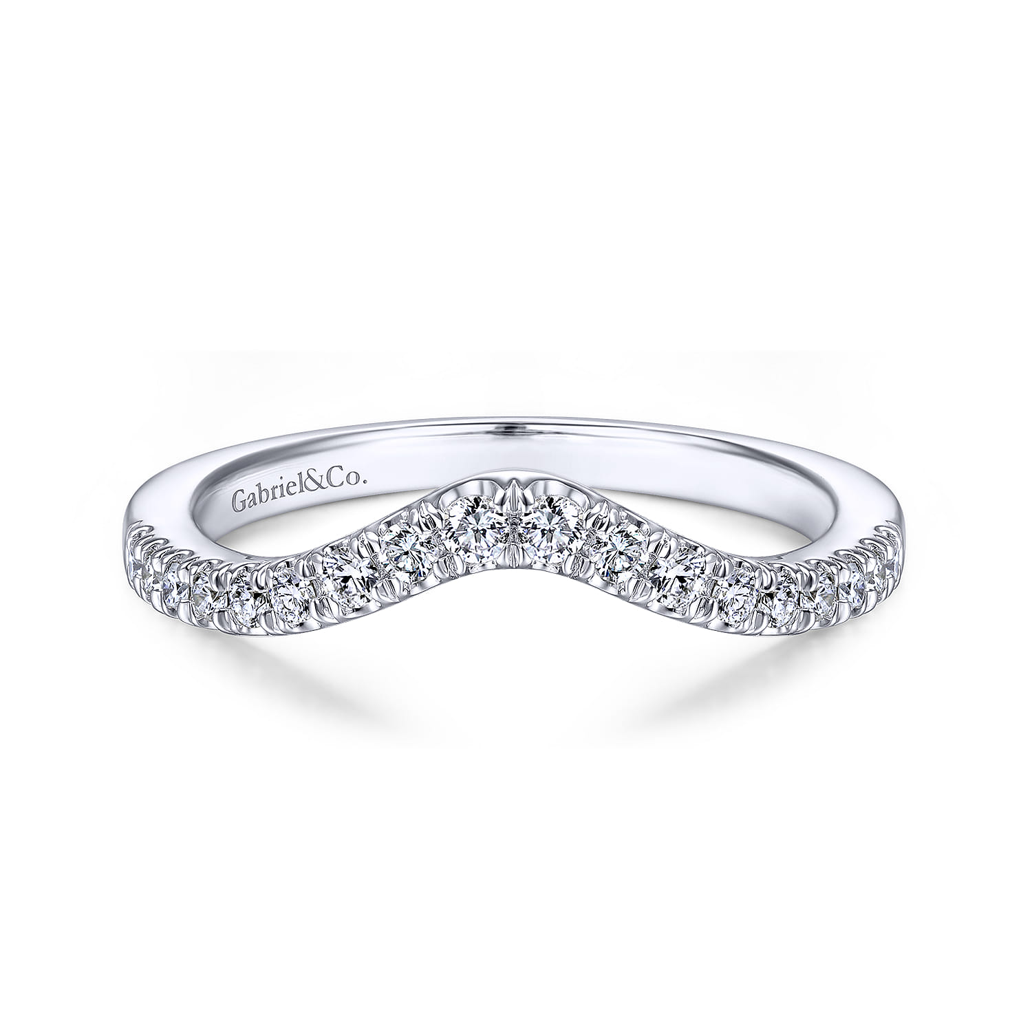 14K White Gold Matching Wedding Band - 0.25 ct - Shot 1